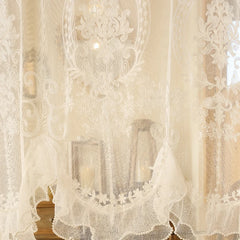 YICKYUE  -  French Pastoral Style Lace Short Curtain Enclosure Kitchen Door Curtains Cafe Living Room Window Kitchen Curtain Decoration