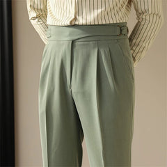 HEARUJOY  -  Men's Light Luxury Fitting Well Draped Baggy Suit Pants Casual Button-down Solid Color Straight Premium Elegant Dress Pants