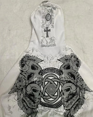 Hearujoy Affliction Hoodie Retro Gothic Skull Oversize Zipper Hoodie Mens Womens Hip Hop Casual Sweatshirt Personality Hooded Jacket Coat