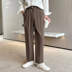 HEARUJOY  -  Men's Handsome High-end Trousers Draped Brown Suit Pants