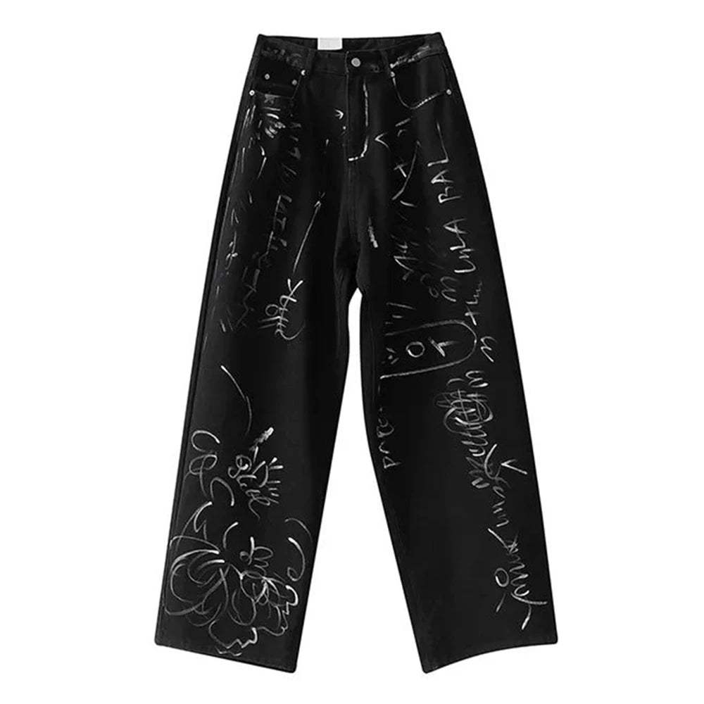 Hearujoy Spring And Autumn Men's Casual Pants Fashionable Trendy Y2k Hip-Hop High Street Graffiti Printed American Vintage Trousers