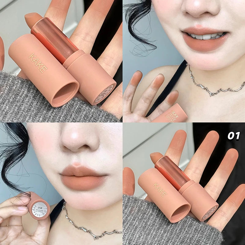 YICKYUE  -  Tea Brown Velvet Lip Gloss Lipstick Waterproof Long Lasting Sexy Red Brown Color Lip Gloss Smooth Everyday Lipstick Makeup Gifts