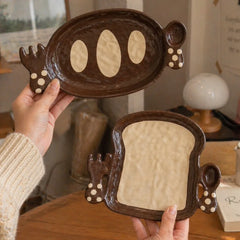 YICKYUE  -  Retro Ceramic Storage Decorative Tray Dessert Plate Storage Organizer Living Room Decorative Tray For Fruit Cakes