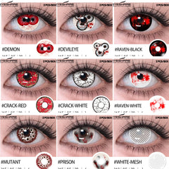 YICKYUE  -  Crzy Halloween Color Contact Lenses Crazy Red Anime Cosplay Contact Lenses for Role Play Party Cosmetic Holidays