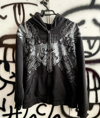 Hearujoy Affliction Zip Up Hoodies Men Women Street Hip Hop New Fashion Printing Washing Long Sleeve Coats Loose Hooded Casual Sweatshirt