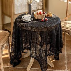 YICKYUE  -   Lace tablecloth white retro round table square tablecloth coffee table household French cover