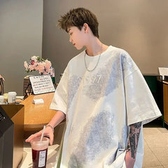 HEARUJOY  -  Baggy T Shirt for Men 100℅ Cotton Top Man Tee Shirts New in Vintage Clothing Cool Basic Korean Popular Clothes Streetwear Casual