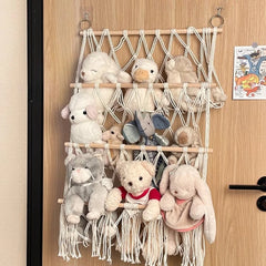 YICKYUE  -  Stuffed Doll Toy Net Hammock Wall Hanging Organizer 2 Layer Storage Display Rack Door Behind Bedside Plush Toy Storage Hammock