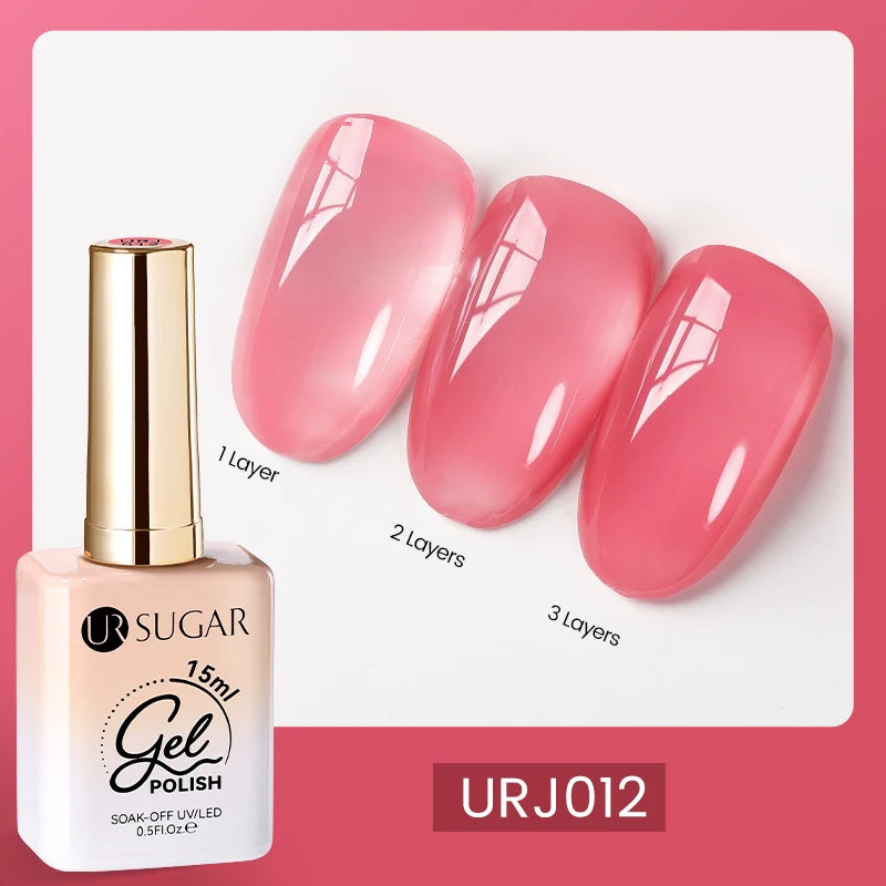 YICKYUE  -  15ml Pink Gold Sparkling Glitter Series Gel Nail Polish Nail Art Varnish Semi Permanent Soak Off UV Gel For Nail
