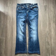 Hearujoy American Harajuku Gothic Y2K Heavy Industry Washed Blue Embroidered Pattern Jeans Women's Autumn Street Trend Slim Flared Jeans