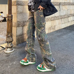 HEARUJOY  -  New Fashion Camouflage Baggy Tracksuit Cargo Pants For Men Inkjet Side Pockets Sports Joggers Women Casual Loose Trousers