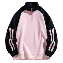 HEARUJOY  -  Male Medium Weight Half Collar Sweatshirt Men'S High Street Fashion Half Zip Loose Casual Heavyweight Hoodie Y2k Hoodie