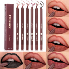 YICKYUE  -  6 Colors Waterproof Matte Lipliner Pencil Black Red Contour Tint Lipstick Long Lasting Non-stick Cup Moisturising Lips Makeup