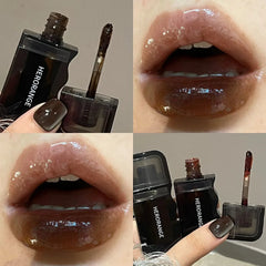 YICKYUE  -  Wave Shape Green Brown Mirror Lip Tint Glass Clear Shine Lip Stain Water Light Non-Sticky Plumping Lip Long Lasting Makeup