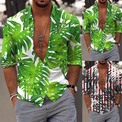 HEARUJOY  -  Regular Cuff Men'S Vintage Shirt Men Long Sleeve Winter Casual Printed Shirts Fashion Top Blouse Shirts Roupas Masculinas