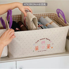 YICKYUE  -  Cute Cartoon Thick Fabric Storage Basket, Washable Organizer for Home Living Room, Toys Clothes Snack Storage Bin