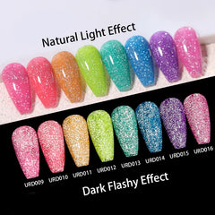 YICKYUE  -  15ml Purple Reflective Gel Nail Polish Glitter Fluorescent Neon Semi Permanent UV LED Gel Sparkly Nail Art Varnish