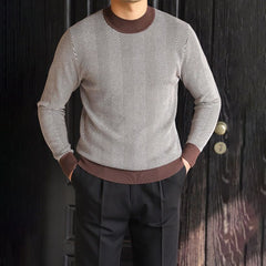 HEARUJOY  -  Simple Fashionable Contrast Color Luxury Striped Sweater Mens 2025 Spring New Warm Casual Elastic Retro Bottoming Wear Sweater