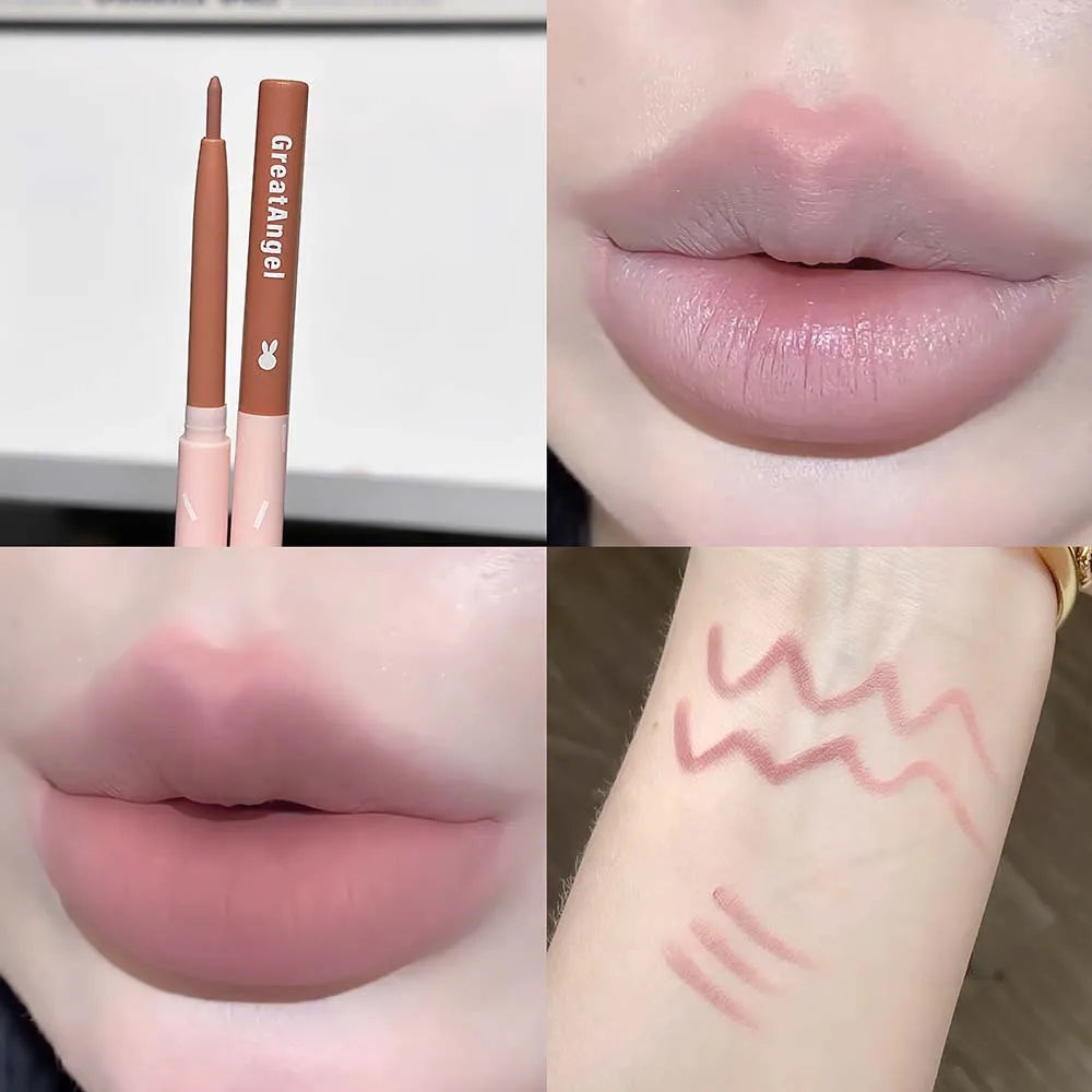 YICKYUE  -  Nude Brown Lip Liner Pencil Matte Orange Red Smooth Waterproof Lipliner Long Lasting Non-stick Cup Lipstick Pen Beauty Makeup