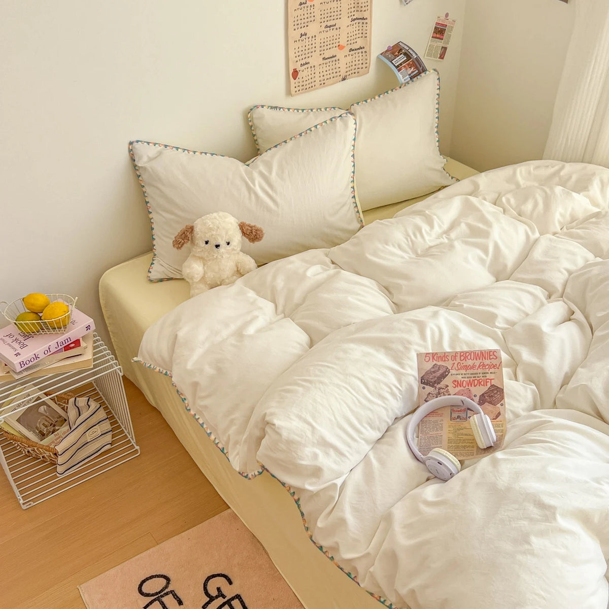 YICKYUE  -  Class A bed new cream wind solid color bed sheet four-piece set student quilt cover four-piece set household