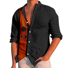 YICKYUE  -  Trendy Regular Cuff Men'S Button Down Shirt Male Casual Music Print Plus Size Shirt Long Sleeve Turn Down Shirt рубашка