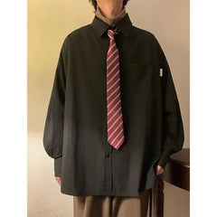 HEARUJOY  -  Long-sleeved Shirt Men Solid Color Japanese Retro Spring Loose Brown Trendy Versatile Cardigan