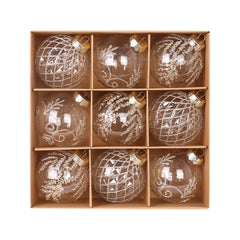 YICKYUE  -  9pcs Transparent Painted Christmas Balls Plastic PET Anti Drop Ball Set Christmas Tree Pendants Party DIY Hanging Decorations