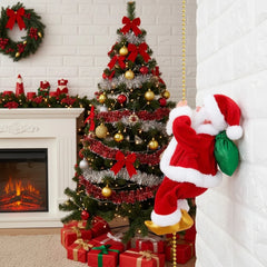 YICKYUE  -  Santa Climbing Rope Electric Climbing Santa Claus on Beads Chain Creative Plush Santa Claus Figure Operated Christams Deocration