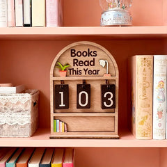 YICKYUE  -  Wooden Yearly Book Counting Ornament Display This Year'S Reading Tracker Can Monitor Up To 999 Books Office Bookshelf Decoration