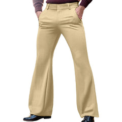 HEARUJOY  -  Men's Solid Color Elastic Flared Suit Trousers American Retro Business Fashion Trend Casual Slim 2025 Summer New Men's Bottoms