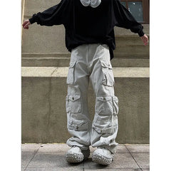 Hearujoy Multi Pocket Casual Straight Loose Cargo Pants Men Harajuku Hip Hop Popular Simple Joggers Men Streetwear Pants