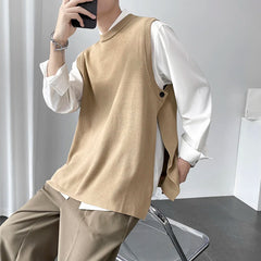 Hearujoy Slim Fit Sweater Vest Men Warm Fashion Casual Knitted Pullover Men Korean Loose Sleeveless Sweater Mens Jumper Clothes M-3XL