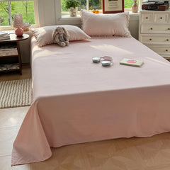 YICKYUE  -  Korean Pink Bedding Set Coquette Aesthetic Duvet Cover Set Soft Pastel Muted Tone Single Size Double Bed Sheet Set For Bedroom
