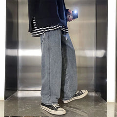 Hearujoy Straight Casual Jeans Men Simple Daily Streetwear Loose Trousers Mens Wide Leg Harem Pants Spring Autumn Korean Fashion Jeans