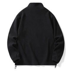 HEARUJOY  -  Polar Fleece Hoodie Men High Neck Pullover Spring Solid Color Zipper Jacket Warm Soft Casual Outerwear For Daily Wear