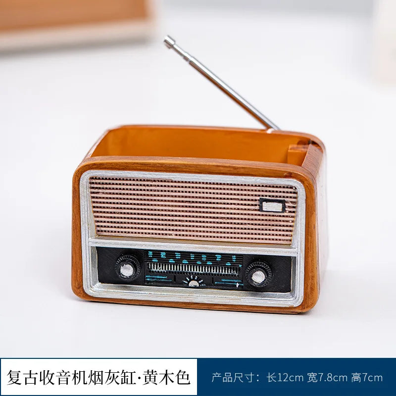 YICKYUE  -  Radio Ashtray Creative Personality Trend Household Living Room Anti-fly Ash Office Anti-smoke Ashtray Ornament