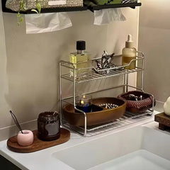 YICKYUE  -  stainless steel kitchen rack, multi-functional storage shelf, suitable for spices, jars and bathroom supplies, desktop organizer