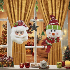 YICKYUE  -  Festive Santa Snowman Curtain Clips Retro Plaid Christmas Window Decorations Holiday Curtain Hooks for Home Festival Decor Gifts