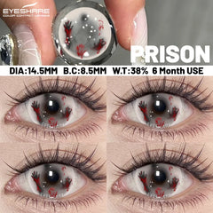 YICKYUE  -  Cosplay Anime Pink/red Colored Contact Lenses Yearly Disposable White Beauty Pupil for Halloween Eyes Beauty