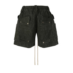 Hearujoy Heavy Industry Tie Dyed Canvas Washed Shell Shorts for Men and Women Wide Leg Baggy Cargo Short Oversize Loose Knee Length Pants