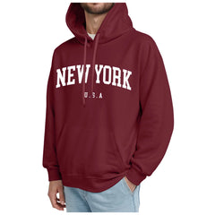 Men'S Loose Solid Color Fall Hooded Sweatshirt Men'S Letter Printed Loose Casual Long Sleeve Pullover Pattern Sudaderas Hombre