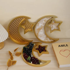 YICKYUE  -  Star Moon Crafts Home Ornament Wooden Festival Decoration Fruit Tray Jewelry Storage Plate Dessert Display Stand Holder