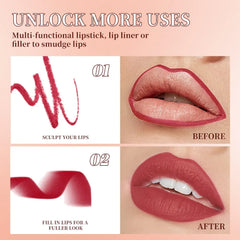 YICKYUE  -  1Pc Matte Lipstick Pen Gradient Lip Liner Red Brown Velvet Lip Contouring Pencil Lasting Waterproof Stick Sexy Women Makeup
