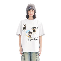 YICKYUE  -  Men's Oversized T-shirts Cotton Summer Casual Wear 3XL White Tshirt for Men Anime Dog Print Men Tee Shirts Fashion New Clothes