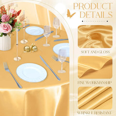 YICKYUE  -  4pcs Round Table Cover Silky Satin Dining Table Cloth Bright Silk for Holiday Dinner Wedding Banquet Decoration