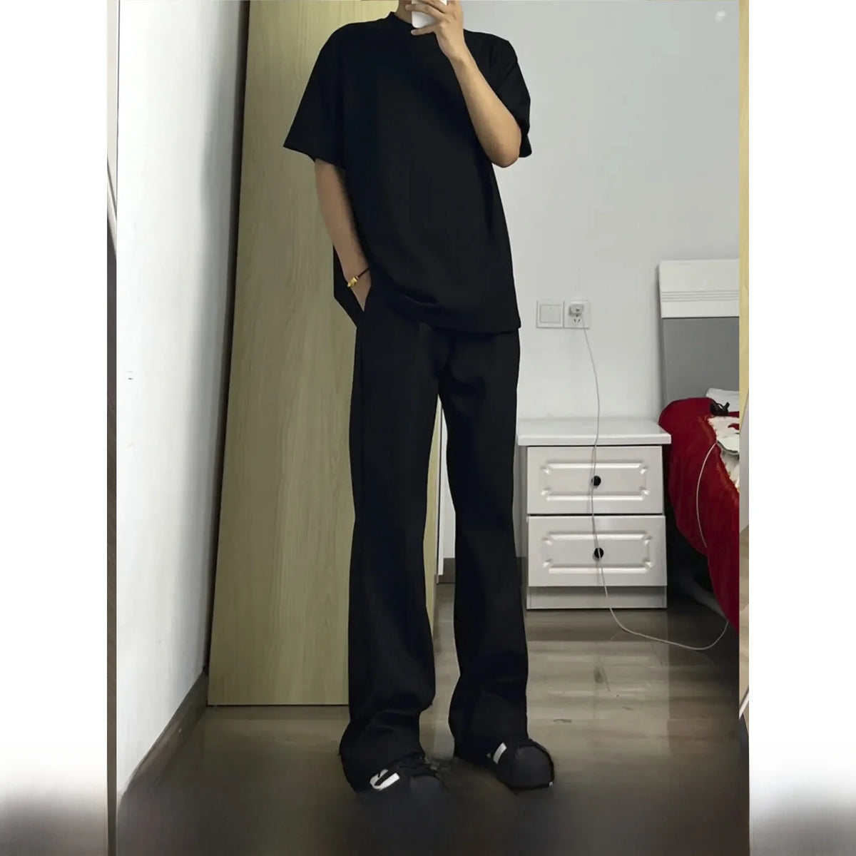HEARUJOY  -  Bla Slim Fit Micro Flare Men's Summer Thin Straight Leg Pants Cleanfit Premium Feel Suit Trousers Casual Long Pants