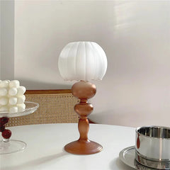 YICKYUE  -  Frosted Glass Candle Holder Table Lamp Shape Candle Case Ornaments Wedding Decoration Home Dining Table Retro Candlestick Gifts