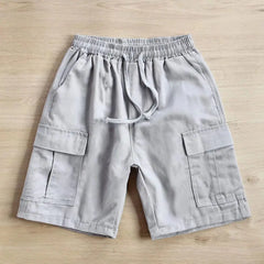 HEARUJOY  -  Casual Outing 2XL Loose Cargo Shorts Summer Solid Color Shorts Casual Beach Pants Polyester Fabric Slight Stretch