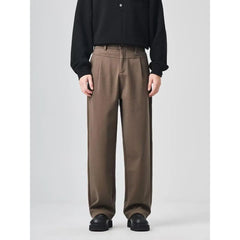 HEARUJOY  -  Brown Casual Pants Men's Wide Leg Loose Drapey Straight Long Pants Spring Autumn Men's Suit Pants American Casual Sle