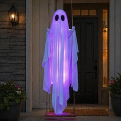 YICKYUE  -  Halloween Hanging Ghost Decorations Spooky Garden Hanging Ornaments Hanging Ghost Swing with Remote Control Led for Outdoor